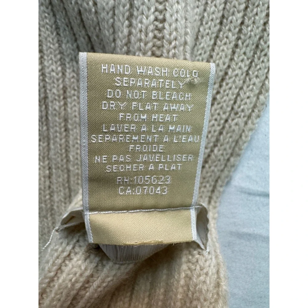 Michael Kors Wool Cashmere Ribbed Striped Scarf Cream Black MK Logo One Size